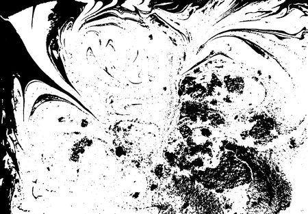 Black and white liquid texture. Watercolor hand drawn marbling illustration. Abstract vector background. Monochrome marble pattern.のイラスト素材