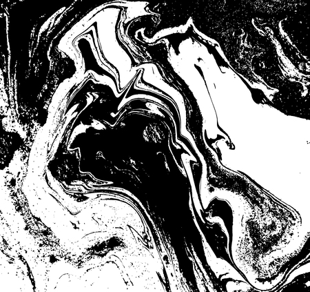 Black and white liquid texture. Watercolor hand drawn marbling illustration. Abstract vector background. Monochrome marble pattern.のイラスト素材