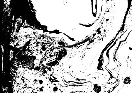 Black and white liquid texture. Watercolor hand drawn marbling illustration. Abstract vector background. Monochrome marble pattern.のイラスト素材