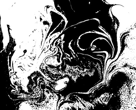 Black and white liquid texture. Watercolor hand drawn marbling illustration. Abstract vector background. Monochrome marble pattern.のイラスト素材
