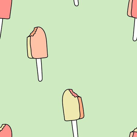Ice cream green and pink seamless pattern. Vector background.のイラスト素材