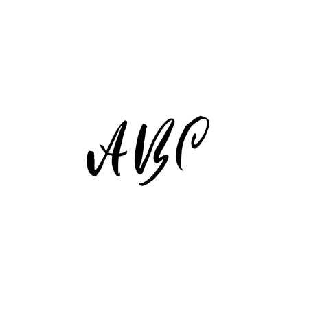 Letters ABC. Handwritten by dry brush. Rough strokes font. Vector illustration. Grunge style alphabet.のイラスト素材