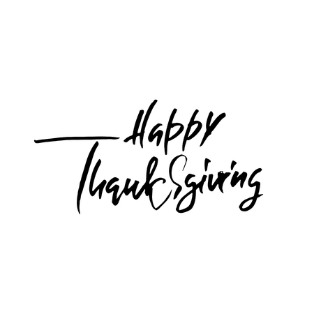 Handwritten Thanksgiving Day lettering. Vector illustration. Thanksgiving Day card template.のイラスト素材