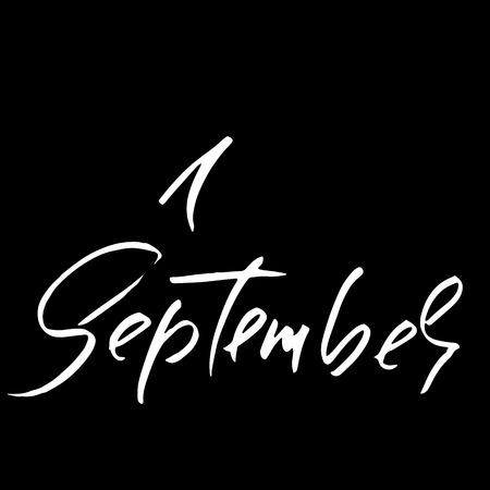 Hand drawn typography lettering. 1 September. Month inscription. Vector Illustration. Back to school.のイラスト素材