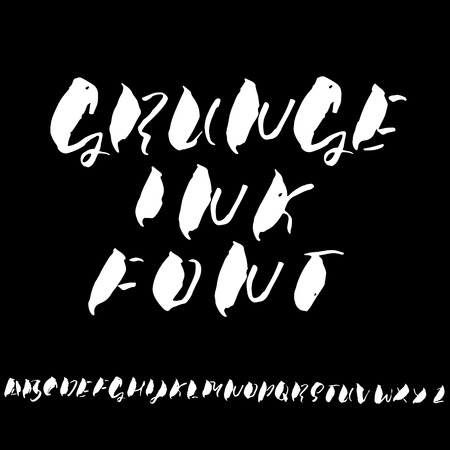 Hand drawn dry brush font. Modern brush lettering. Grunge style alphabet. Vector illustration.のイラスト素材