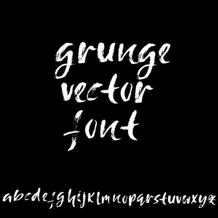 Hand drawn dry brush font. Modern brush lettering. Grunge style alphabet. Vector illustration.のイラスト素材