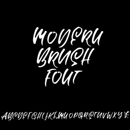 Hand drawn dry brush font. Modern brush lettering. Grunge style alphabet. Vector illustration.のイラスト素材