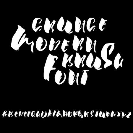 Hand drawn dry brush font. Modern brush lettering. Grunge style alphabet. Vector illustration.のイラスト素材