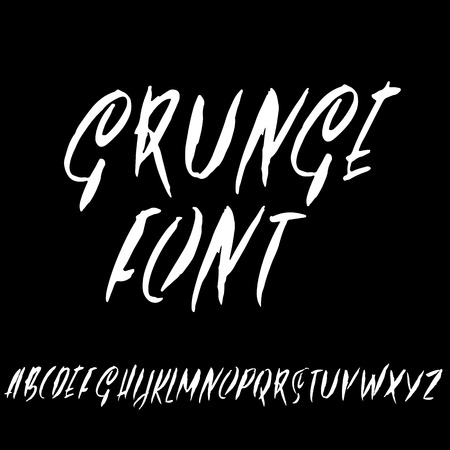 Hand drawn dry brush font. Modern brush lettering. Grunge style alphabet. Vector illustration.のイラスト素材
