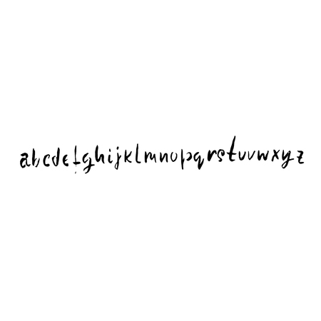 Hand drawn dry brush font. Modern brush lettering. Grunge style alphabet. Vector illustration.のイラスト素材