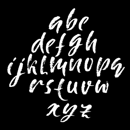 Hand drawn elegant calligraphy font. Modern brush lettering. Grunge style alphabet. Vector illustration.のイラスト素材
