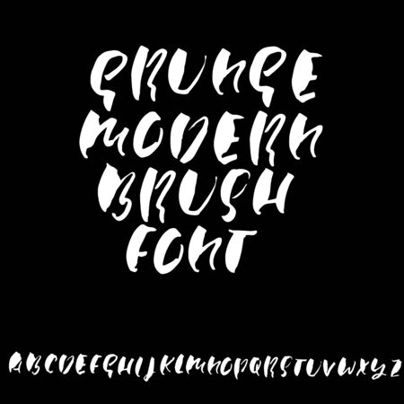 Hand drawn dry brush font. Modern brush lettering. Grunge style alphabet. Vector illustration.のイラスト素材