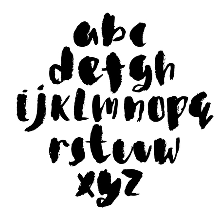 Hand drawn dry brush font. Modern brush lettering. Grunge style alphabet. Vector illustration.のイラスト素材