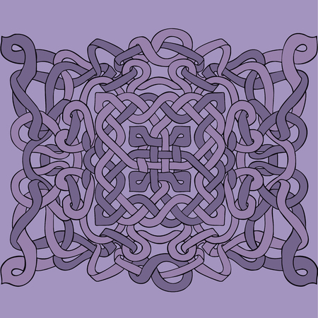 Celtic black and white pattern. Scandinavian ornament. Ribbon background. Purble texture. Vector illustration.のイラスト素材