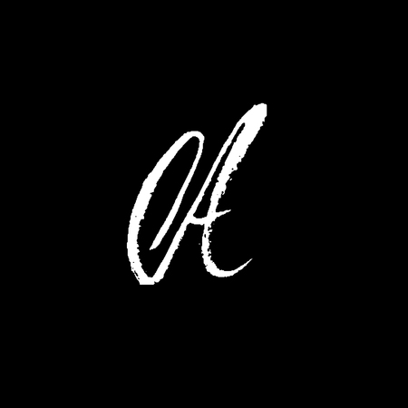 Letter A. Handwritten by dry brush. Rough strokes font. Vector illustration. Grunge style elegant alphabetのイラスト素材