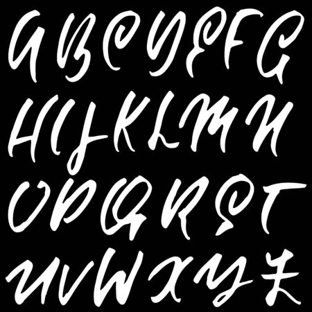 Hand drawn dry brush font. Modern brush lettering. Grunge style alphabet. Vector illustration.のイラスト素材