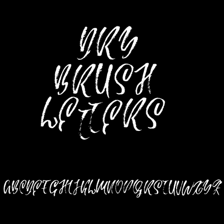 Hand drawn elegant calligraphy font. Modern brush lettering. Grunge style alphabet. Vector illustration.のイラスト素材