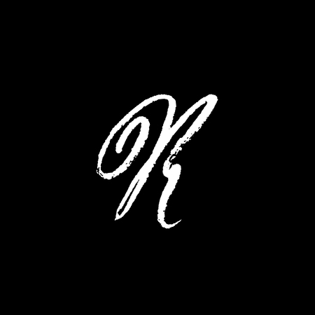 Letter R. Handwritten by dry brush. Rough strokes font. Vector illustration. Grunge style elegant alphabetのイラスト素材