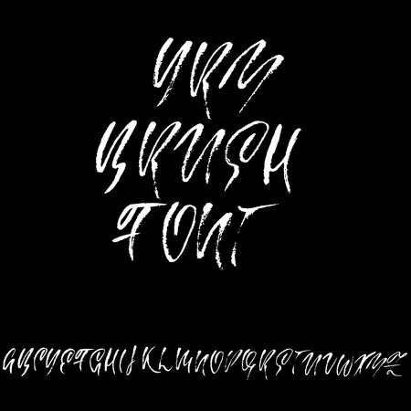 Hand drawn elegant calligraphy font. Modern brush lettering. Grunge style alphabet. Vector illustration.のイラスト素材