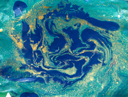 Marbled abstract background. Liquid marble pattern. Colorful marble backdrop. Golden glitter textureの写真素材