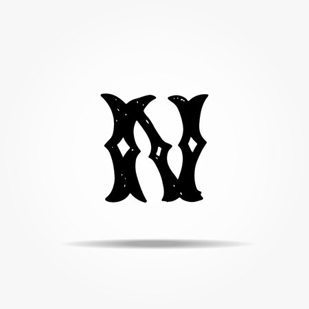 Antique letter N Gothic fontのイラスト素材