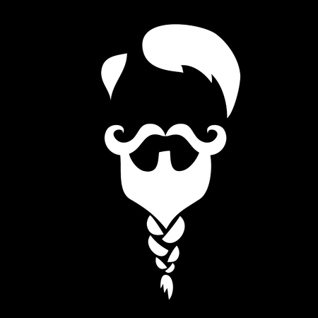 Fashion silhouette of a man with beard and mustache. Abstract hipster style portrait. Vector illustrationのイラスト素材