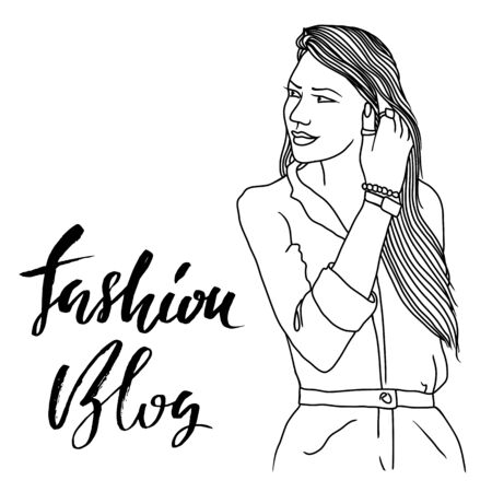 Woman with long hair illustration.のイラスト素材