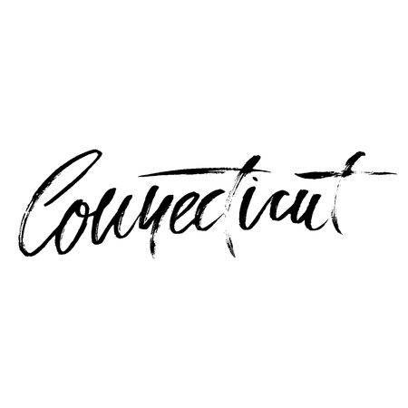 Connecticut. Modern dry brush lettering Vector handwritten inscription.のイラスト素材