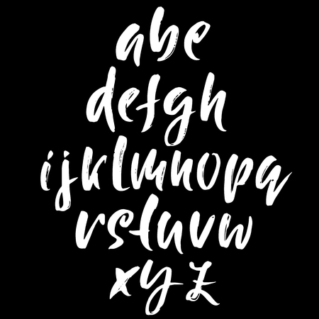 Hand drawn dry brush font. Modern brush lettering. Grunge style alphabet vector illustration.のイラスト素材