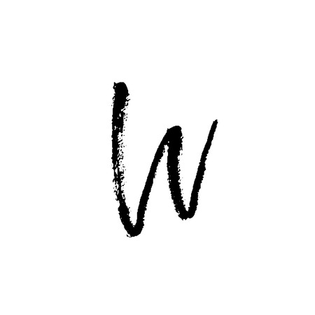 Hand painted letter W. Dry brush modern lettering. Vector illustration.のイラスト素材
