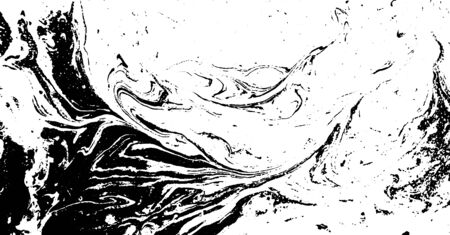 Black and white liquid texture. Watercolor hand drawn marbling illustration. Abstract vector background. Monochrome marble patternのイラスト素材