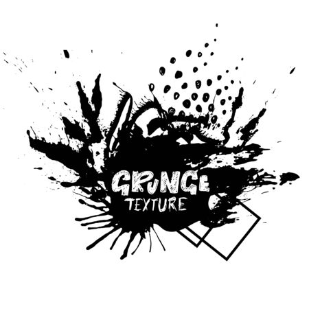 Ink dry brush stroke, grunge hand drawn watercolor texture illustration with space for text.のイラスト素材