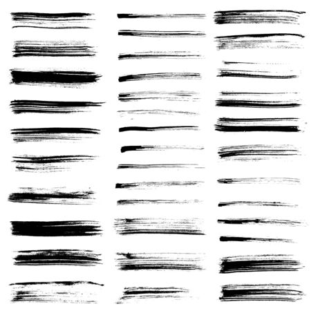 Ink vector brush strokes set. Vector illustration. Grunge hand drawn watercolor texture.のイラスト素材