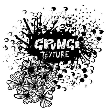 Round dots stamp frame with empty space for your text. Circle shape. Grunge textureのイラスト素材