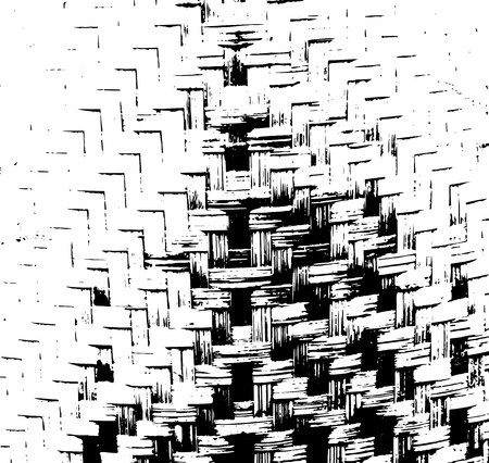 Black and white braided basket texture. Wicker background. Vector illustrationのイラスト素材
