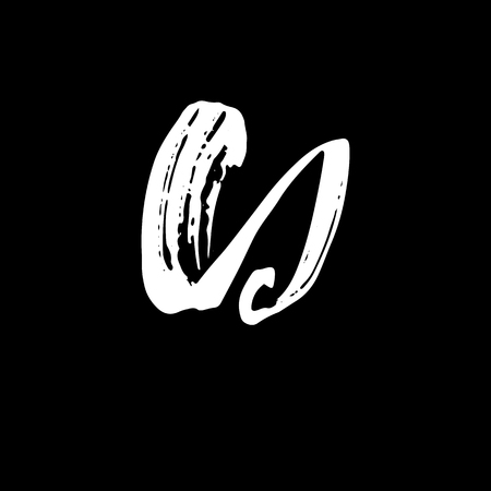 Letter D. Handwritten by dry brush. Rough strokes font. Vector illustration. Grunge style elegant alphabetのイラスト素材