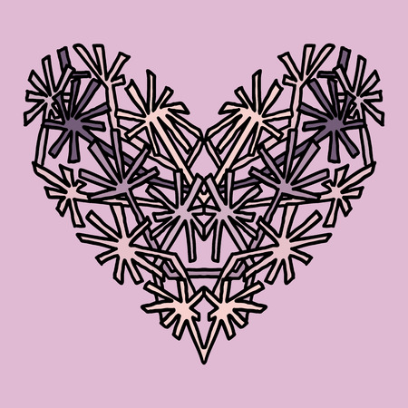 Hand drawn heart. Mandala style design for St. Valentine day cards. Coloring book pattern. Vector doodle illustration.のイラスト素材