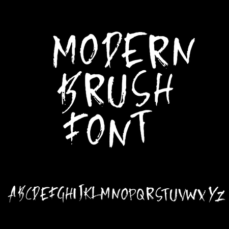 Handdrawn dry brush font. Modern brush lettering. Grunge style alphabet. Vector illustration.のイラスト素材