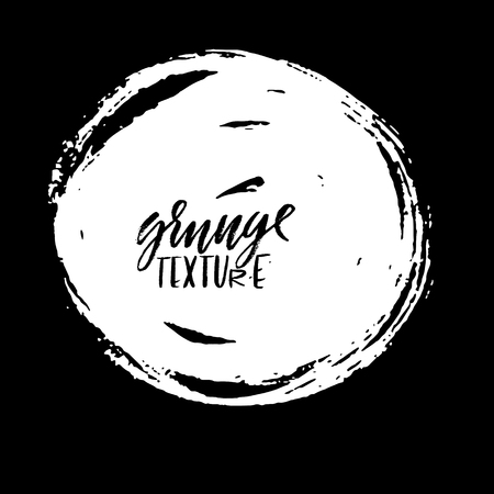 Grunge ink round brush strokes. Freehand black brushes. Handdrawn dry brush black smears. Modern vector illustrationのイラスト素材