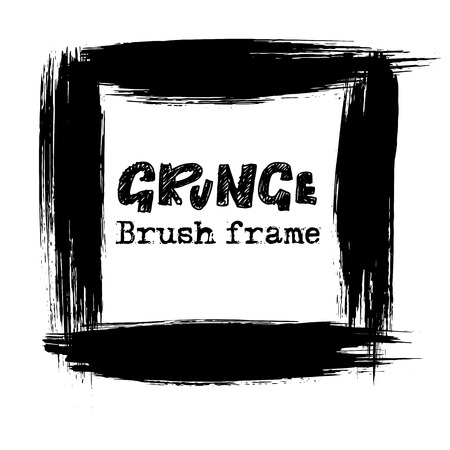 Grunge modern ink brush frame. Vector black illustration.のイラスト素材