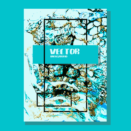 Marbled gold and blue abstract background. Liquid marble pattern. Vector fluid texture. Business template design.のイラスト素材