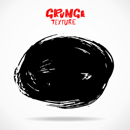 Grunge ink round brush strokes. Freehand black brushes. Hand drawn dry brush black smears. Modern vector illustration.のイラスト素材
