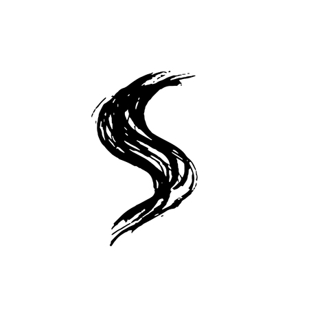 Letter S. Handwritten by dry brush. Rough strokes font. Vector illustration. Grunge style elegant alphabetの写真素材