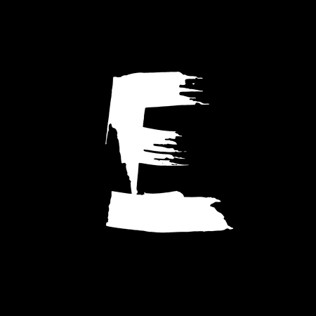 Letter E. Handwritten by dry brush. Rough strokes font. Vector illustration. Grunge style elegant alphabet.のイラスト素材
