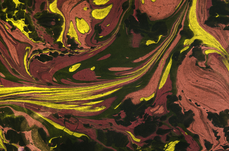 Ink marble texture. Ebru handmade wave background. Kraft paper surface. Unique art illustration. Liquid marbling texture.の写真素材