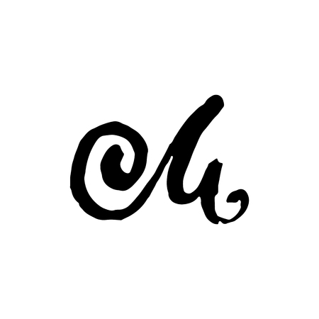Letter M. Handwritten by dry brush. Rough strokes font. Vector illustration. Grunge style elegant alphabetのイラスト素材