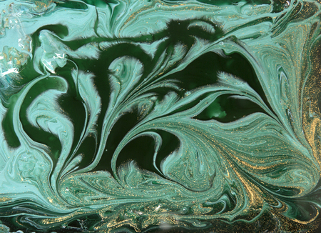Marble abstract acrylic background. Nature green marbling artwork texture. Golden glitter.の写真素材