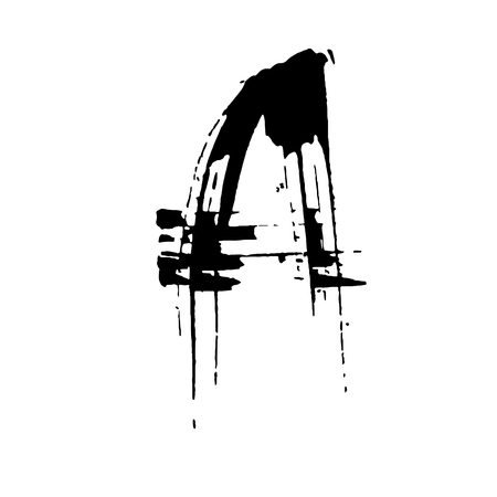 Letter A. Handwritten by dry brush. Rough strokes font. Vector illustration. Grunge style elegant alphabet.のイラスト素材
