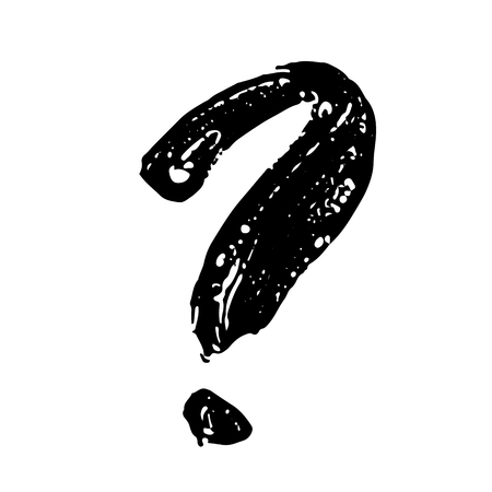 Question Mark Handwritten by dry brush. Rough strokes textured font. Vector illustration. Grunge style.のイラスト素材