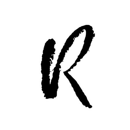 Letter R. Handwritten by dry brush. Rough strokes textured font. Vector illustration. Grunge style elegant alphabetのイラスト素材